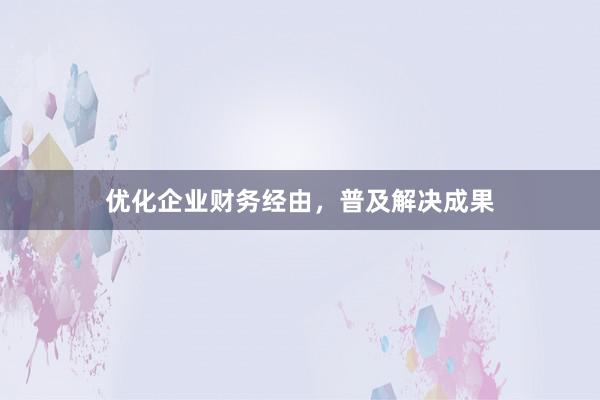 优化企业财务经由，普及解决成果